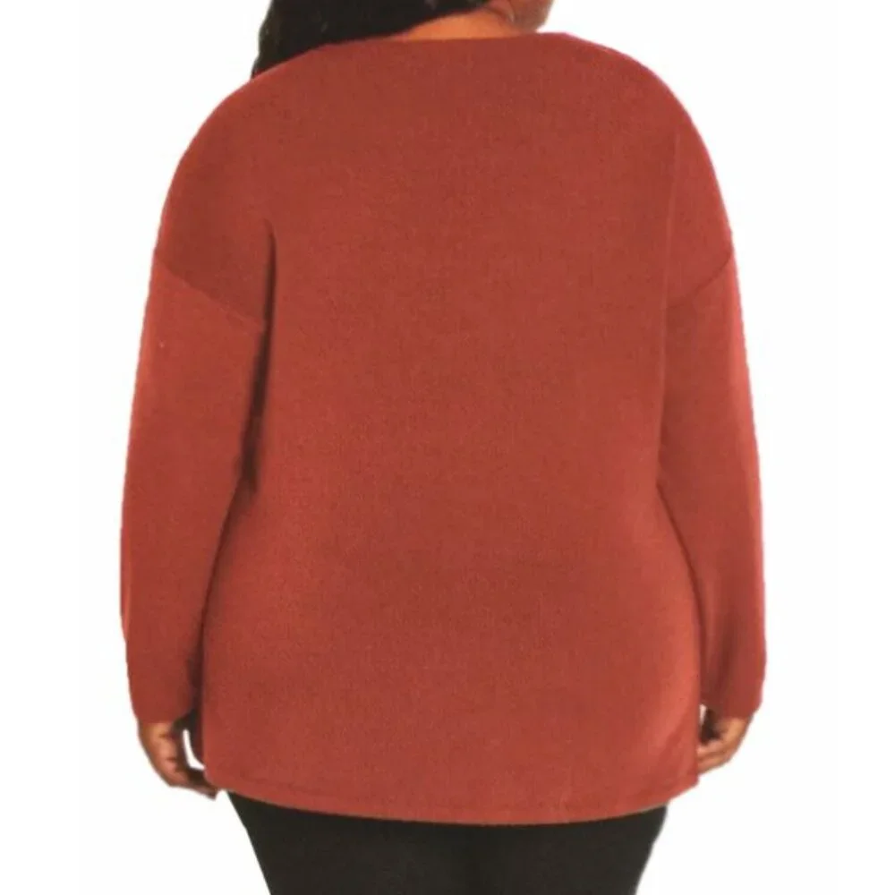 Banana Republic Women's Cozy Crewneck Pullover Top (Orange, Large) - Picture 2 of 3